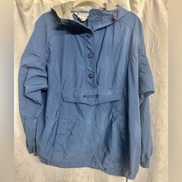 Columbia Jackets & Blazers - Columbia Medium Blue Pullover Hoodie Windbreaker Light Jacket Front Pocket Sz L